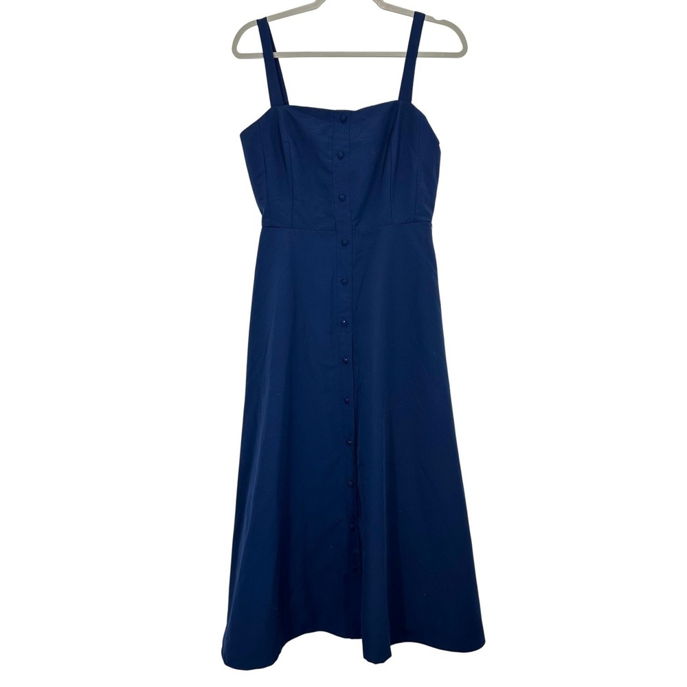 Julia Jordan Size 4 Navy Blue Midi Dress Square Neck Sleeveless Feminine Fall